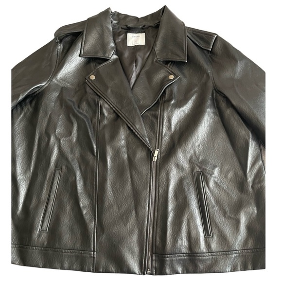 Old Navy Faux Leather Moto Jacket Womens Size 3X Black Zip Front Biker Soft - Picture 4 of 12